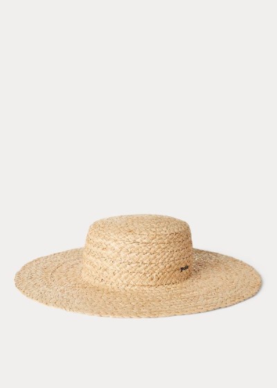 Sombreros Polo Ralph Lauren Mujer Kaki - Braided Raffia Straw - YHMIK6083